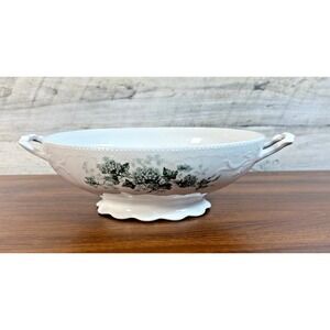 Antique Homer Laughlin Soup Tureen Footed Base  Floral Pattern Made 1913 9"‎
